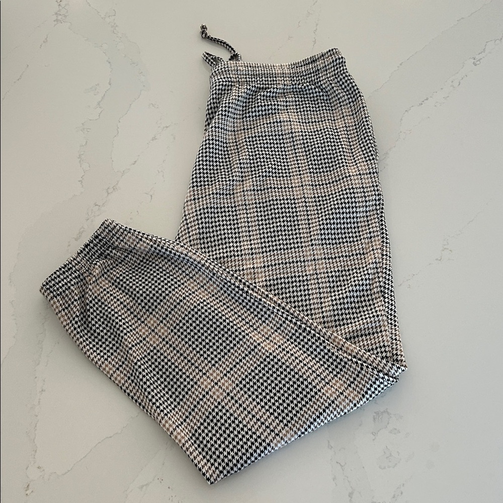 C by One Checkered Drawstring Pants Jogger Style Neutral Colors Size Large